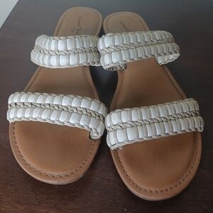 Universal Thread White Braided Double-Strap Slide Sandals